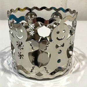 Bath & Body works Silver Metal Candle Holder Gingerbread single Wick with liner